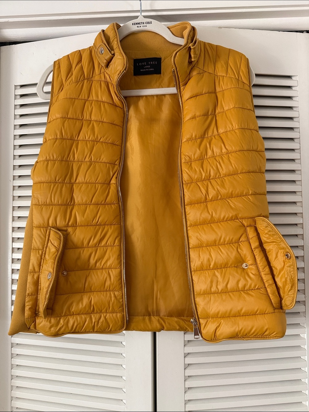 Love Tree Quilted Puffer Vest in Mustard